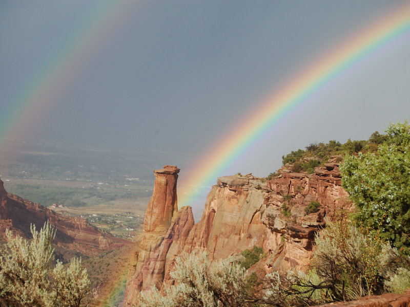 rainbow over mountains
